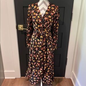Tahari Elegant ASL Faux Floral Wrap Dress Size 4